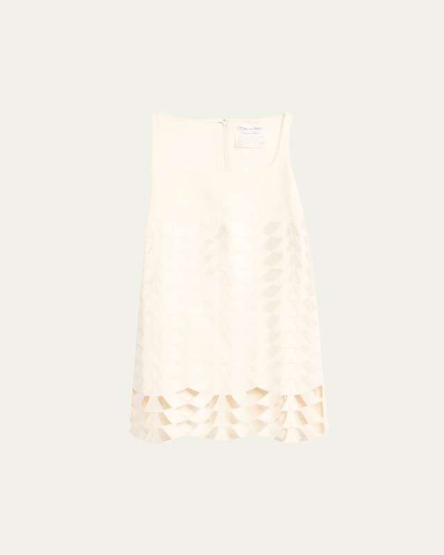Cutout Embroidered Tweed Mini Dress